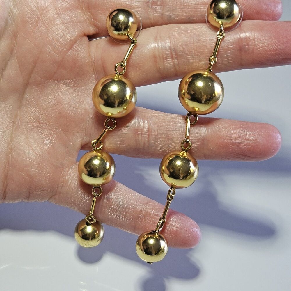 J. Crew Gold Tone Long Dangling Assorted Size Ball Earrings